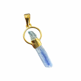 18k Gold Dangle Gemstone Pendant - 2 Gemstones - Sterling Silver Natural Gemstone Pendant