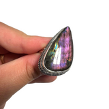 Purple Labradorite Sterling Silver Ring - Natural Labradorite Ring - Flashy Labradorite Ring
