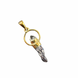 18k Gold Dangle Gemstone Pendant - 2 Gemstones - Sterling Silver Natural Gemstone Pendant