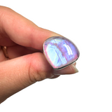 Flashy Moonstone Sterling Silver Ring - Pink and Teal Doublet Moonstone Ring