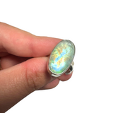 Flashy Moonstone Sterling Silver Ring - Pink and Teal Doublet Moonstone Ring