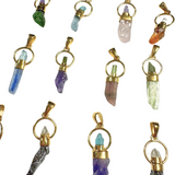 18k Gold Dangle Gemstone Pendant - 2 Gemstones - Sterling Silver Natural Gemstone Pendant