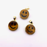 Tigers Eye Smile Pendant, Gold Plated Tigers Eye Pendant, Happy Tigers Eye Pendant, Dainty Tigers Eye Smile Charm, B-92