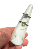 18k Gold Plated Natural Gemstone Ring - Sterling Silver Crystal Ring - Gold Crystal Ring