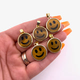 Tigers Eye Smile Pendant, Gold Plated Tigers Eye Pendant, Happy Tigers Eye Pendant, Dainty Tigers Eye Smile Charm, B-92