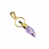 18k Gold Dangle Gemstone Pendant - 2 Gemstones - Sterling Silver Natural Gemstone Pendant