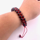 Stacked Braided Red Tigers Eye Bracelet, Red Tigers Eye Corded Bracelet, Red Tigers Eye Adjustable Bracelet, B-102