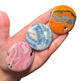 Gemstone "Cookie" - Crystal Flat Stone - Crystal Worry Stone - Gemstone Palm Stone