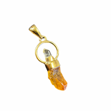 18k Gold Dangle Gemstone Pendant - 2 Gemstones - Sterling Silver Natural Gemstone Pendant