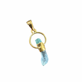 18k Gold Dangle Gemstone Pendant - 2 Gemstones - Sterling Silver Natural Gemstone Pendant