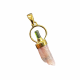18k Gold Dangle Gemstone Pendant - 2 Gemstones - Sterling Silver Natural Gemstone Pendant