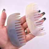 Chalcedony Comb Carving with Case, Gemstone Comb Carving, Chalcedony Hair Comb, B-32