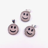 Rose Quartz Smile Pendant, Silver Plated Rose Quartz Pendant, Happy Rose Quartz Pendant, Dainty Rose Quartz Smile Charm, B-95