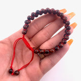 Stacked Braided Red Tigers Eye Bracelet, Red Tigers Eye Corded Bracelet, Red Tigers Eye Adjustable Bracelet, B-102
