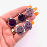 Amethyst Smile Pendant, Silver Plated Amethyst Pendant, Happy Amethyst Pendant, Dainty Amethyst Smile Charm, B-89