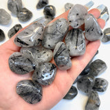 Large Tourmalated Quartz Tumble, Tumbled Black Rutile Quartz, Quartz with Black Rutile, T-67