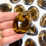Tigers Eye Yoni Carving, Tigers Eye Gemstone Yoni Carving, Tigers Eye Vulva Carving, B-21