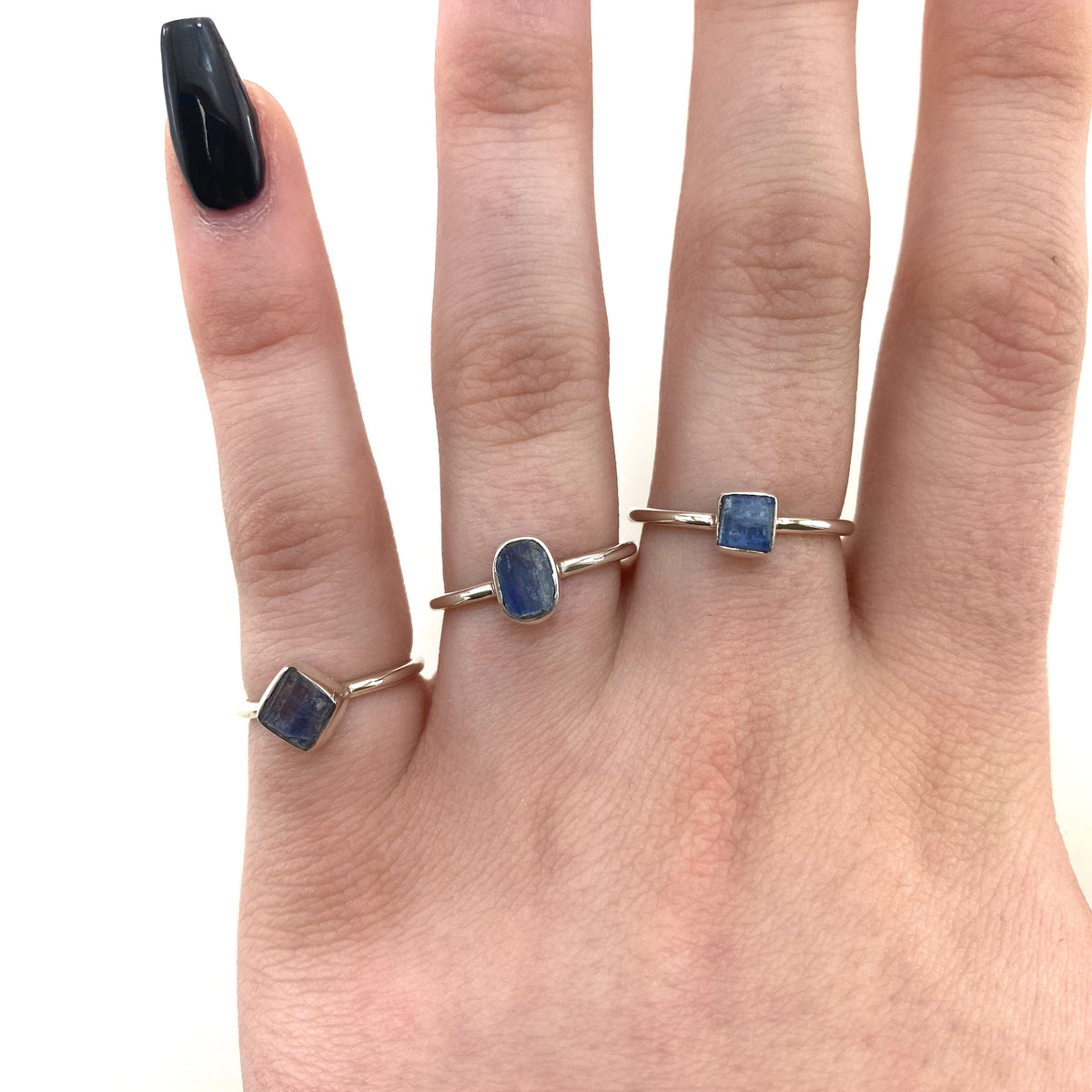 Sterling Silver Blue Kyanite Ring, Dainty Kyanite Ring, Sterling