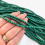 4mm Round Malachite Bead, Malachite Bead, Malachite Bead Strand, 16” Malachite Bead Strand