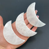 Selenite Flat Moon, Small Selenite Moon, Selenite Flat Moon, Polished Selenite Moon
