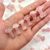 1" Rose Quartz Mushroom, Small Rose Mushroom, Rose Quartz Carving, Mushroom Carving Rose Quartz, P-124