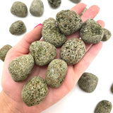 Epidote Tumbled Stone, Tumbled Epidote, Rough and Smooth Epidote