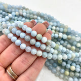6mm Round Aquamarine Bead, Aquamarine Bead, Aquamarine Bead Strand, 16” Aquamarine Bead Strand