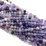 6mm Round Purple Fluorite Bead, Purple Fluorite Bead, Purple Fluorite Bead Strand, 16” Purple Fluorite Bead Strand