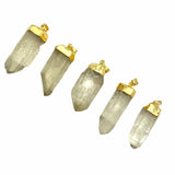 Quartz Point Pendant, Gold Capped Quartz Pendant, Gold Plated Quartz, Quartz Necklace, J-13