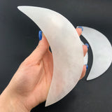 Large Selenite Moon, Selenite Moon, Selenite Charging Plate