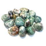 Tumbled Stilbite and Celadonite, Unique Stilbite with Green, Stilbite Tumbled Stone, Celadonite and Stilbite, P-87