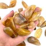 Yellow Hematoid Quartz, Tumbled Golden Healer, Tumbled Hematoid Quartz, T-148