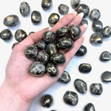 Tumbled Chalcopyrite and Quartz, Quartz with Chalcopyrite Inclusions, Chalcopyrite and Quartz Tumbled Stone, P-60