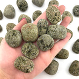 Epidote Tumbled Stone, Tumbled Epidote, Rough and Smooth Epidote
