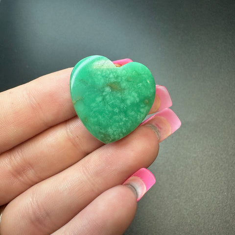 25g Chrysoprase Heart Cabochons, Bulk or Wholesale Chrysoprase Heart Cabochons, Chrysoprase Heart Cabochon