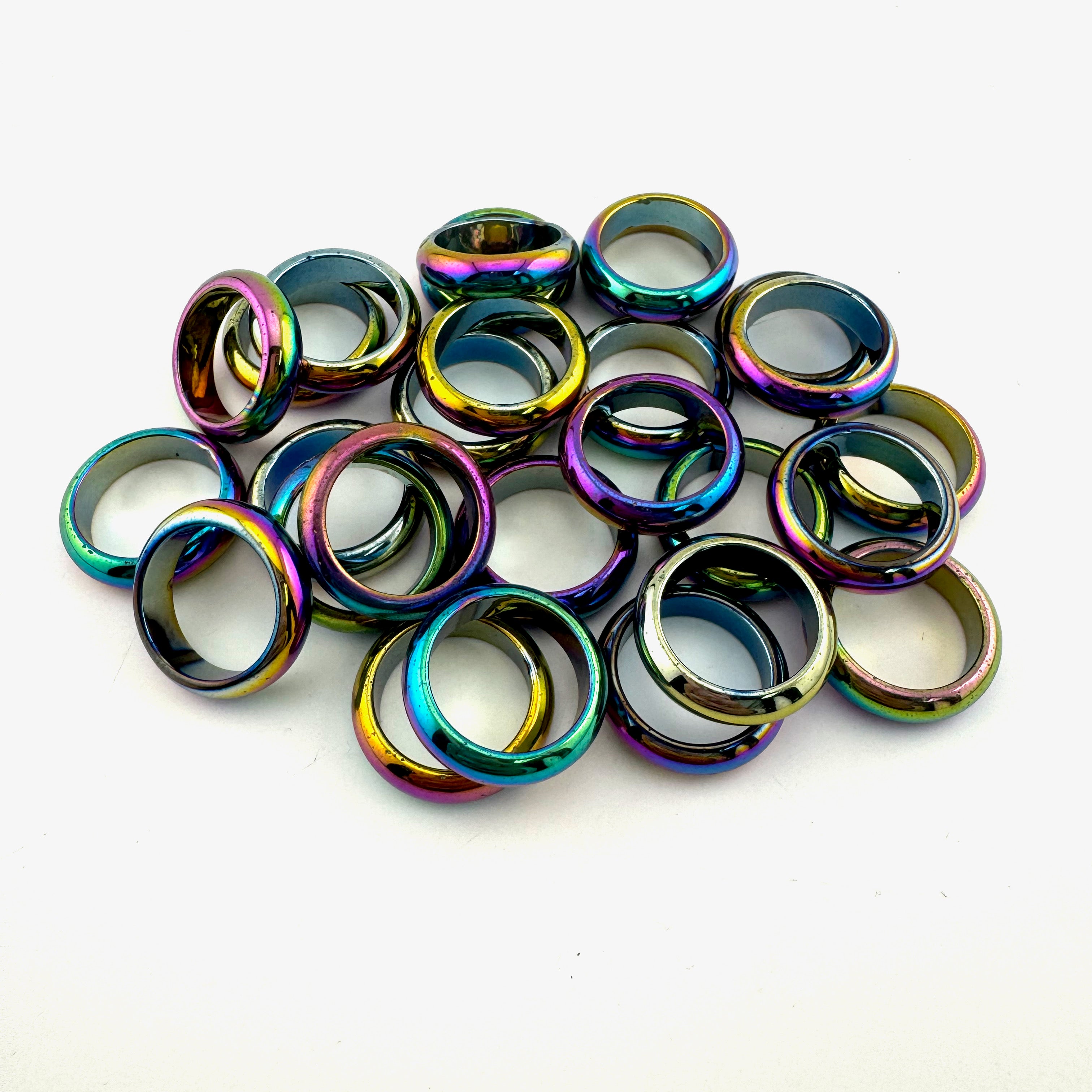☆レインボーハート ヘマタイト ロザリオ☆ ~Rainbow Hematite~ Rainbow Hematite Heart, Titanium Coated Hematite, Hematite