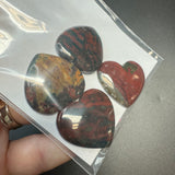 25g Bloodstone Heart Cabochons, Bulk or Wholesale Bloodstone Heart Cabochons, Bloodstone Heart Cabochon