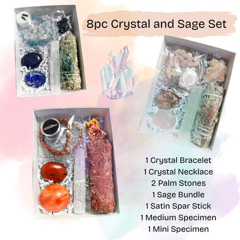 8pc Colored Crystal Set - Choose your color - Holiday Crystal Bundle - Crystal Gift Bundle