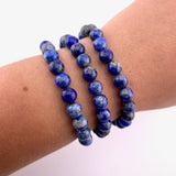 8mm Lapis Lazuli Bracelet, Round Lapis Lazuli Bracelet, Lapis Lazuli Gemstone Bracelet, GC-19