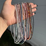 2mm Super Dainty Gemstone Faceted Necklace - 16-18" Faceted Crystal Necklace - Authentic Crystal Necklace Dainty