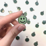 Green Aventurine Smile Pendant, Silver Plated Aventurine Pendant, Happy Aventurine Pendant, Dainty Aventurine Smile Charm, B-86