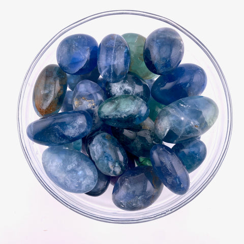 Blue Fluorite Tumble, Tumbled Blue Fluorite, Natural Blue Fluorite, Blue Fluorite Pocket Stone, P-129