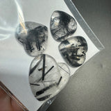 25g Black Rutile Heart Cabochons, Bulk or Wholesale Black Rutile Heart Cabochons, Black Rutile Heart Cabochon