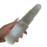 Selenite Tower, Rough Selenite Tower, 6cm, 10cm, 15cm, 20cm, Satin Spar Selenite Tower