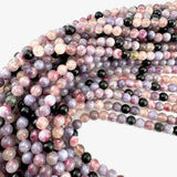 8mm Round Unicorn Stone Bead, Lepidolite and Pink Tourmaline Bead, Unicorn Stone Bead Strand, 16” Unicorn Bead Strand