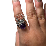 Sterling Silver Adjustable Gemstone Ring - Over 90 Options - Natural Crystal Ring