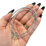 2mm Super Dainty Gemstone Faceted Necklace - 16-18" Faceted Crystal Necklace - Authentic Crystal Necklace Dainty