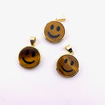 Tigers Eye Smile Pendant, Gold Plated Tigers Eye Pendant, Happy Tigers Eye Pendant, Dainty Tigers Eye Smile Charm, B-92