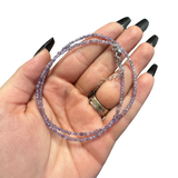 2mm Super Dainty Gemstone Faceted Necklace - 16-18" Faceted Crystal Necklace - Authentic Crystal Necklace Dainty
