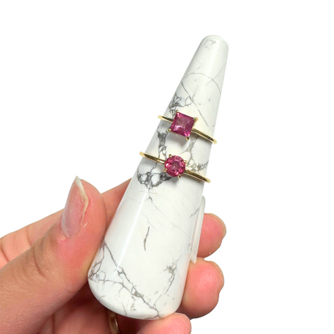 18k Gold Plated Natural Gemstone Ring - Sterling Silver Crystal Ring - Gold Crystal Ring